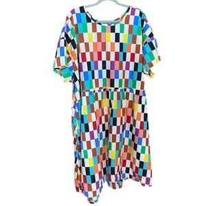 Target Pride Collection Multicolor Geometric Checker Print Cotton Dress 3X artsy